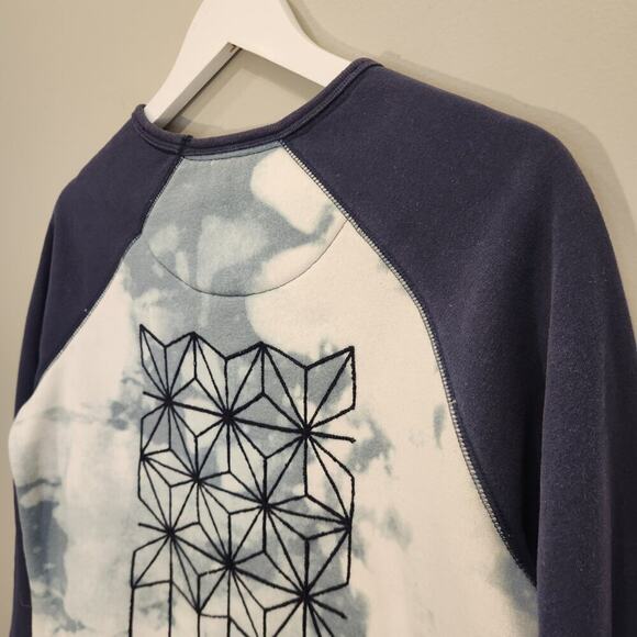 Burton Womens Sweatshirt Raglan Quilted Tie-Dyed Western Tribal Cozy - Size S - Picture 4 of 10